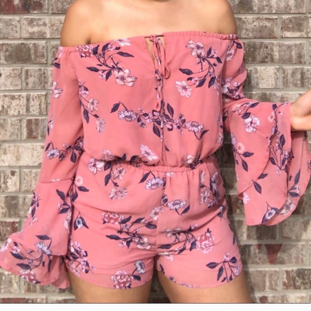 Pink Floral Romper